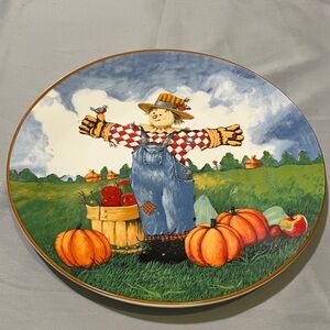 Homeland Harvest Scarecrow Decorative Collectible Plate Platter